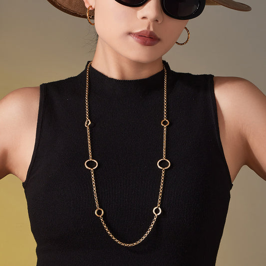 Zircon Double Layer Circle Pendant Necklace