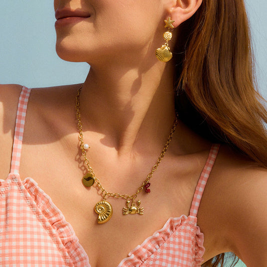 Starfish & Sea Shell Pendant Earrings