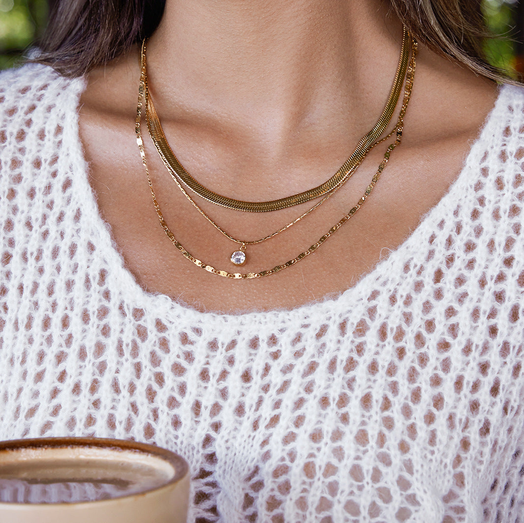 Triple Layer Zircon Necklace