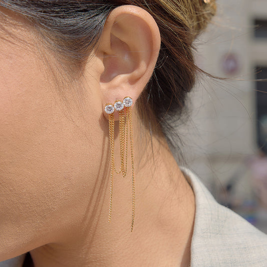 Zircon Tassel Earrings