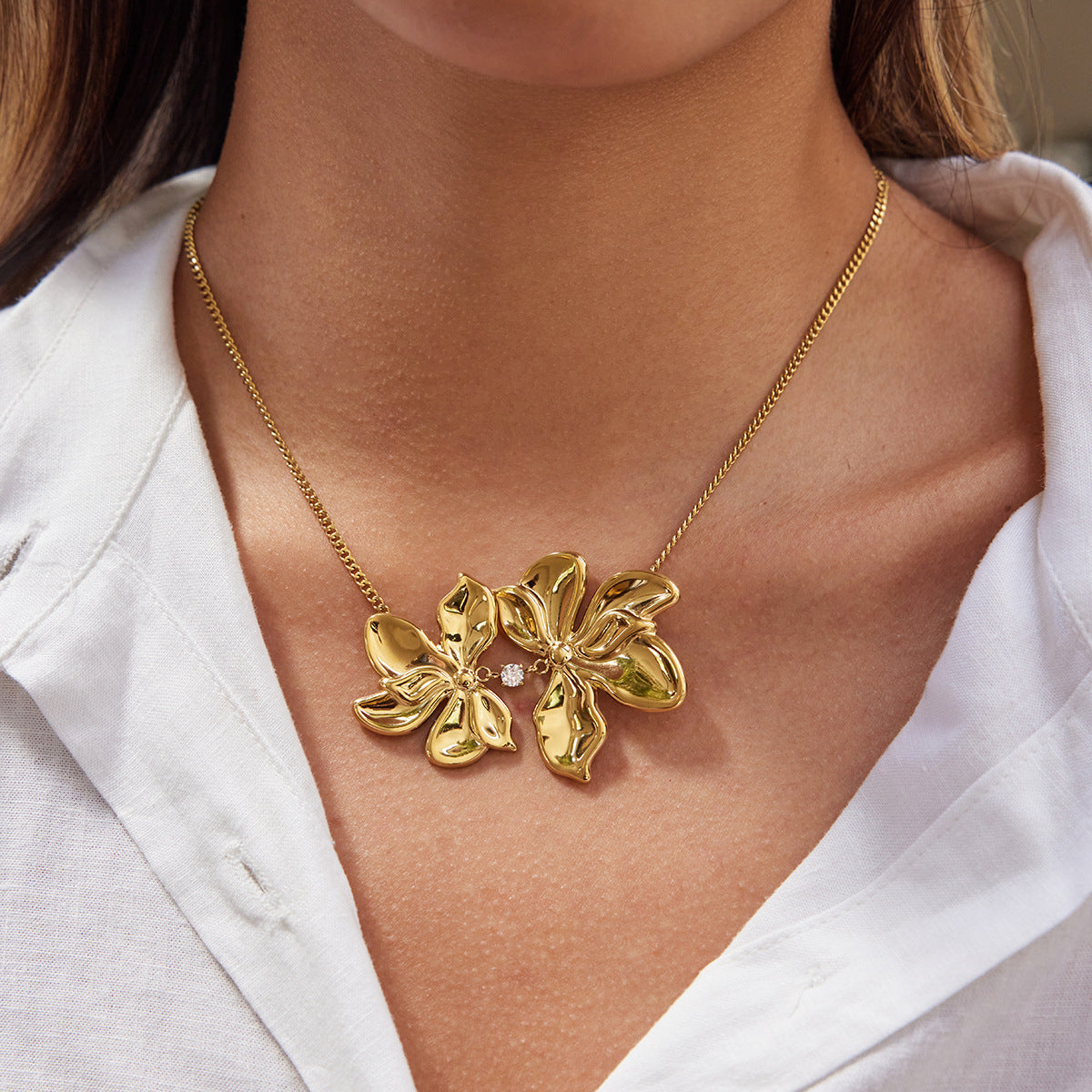 Floral Long Sweater Necklace
