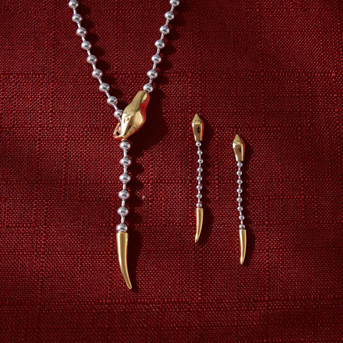 Color-Block Snake Chain Y-Necklace