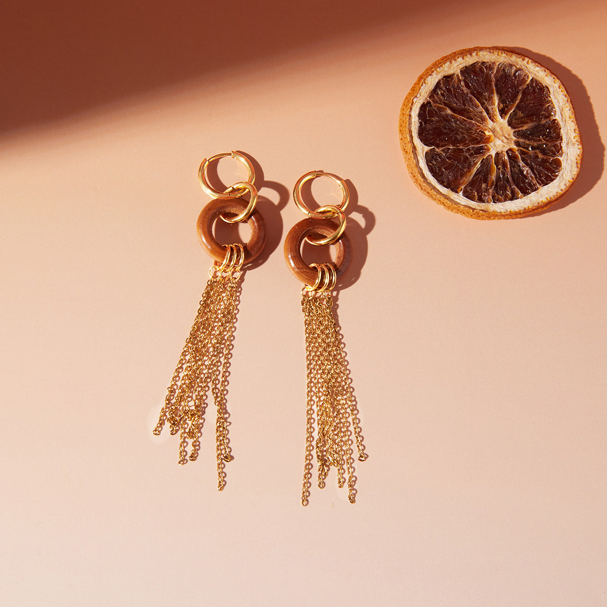 Wood Tassel Earrings