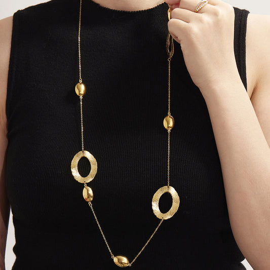 Oval Hollow Long Sweater Necklace