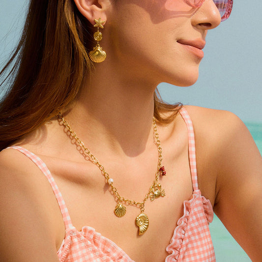 Starfish & Sea Shell Pendant Earrings