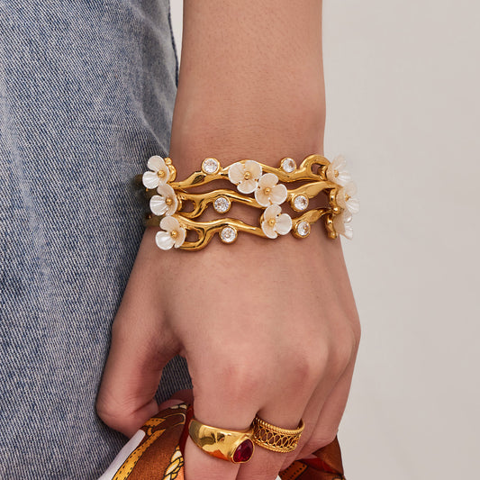 Sakura Zircon Open Bangle
