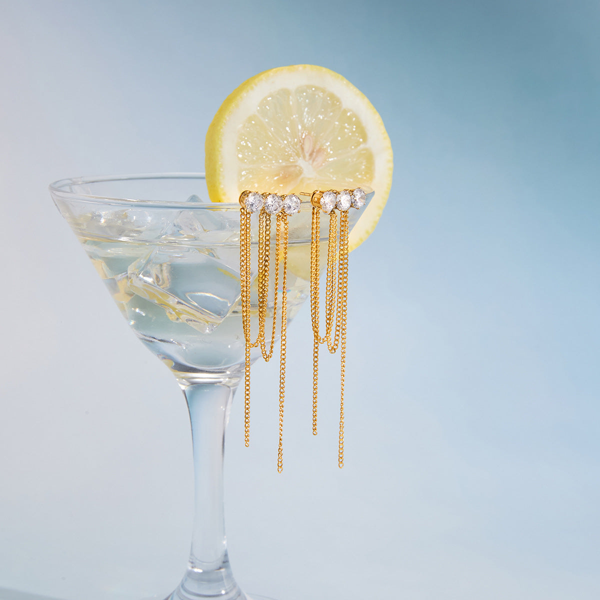 Zircon Tassel Earrings