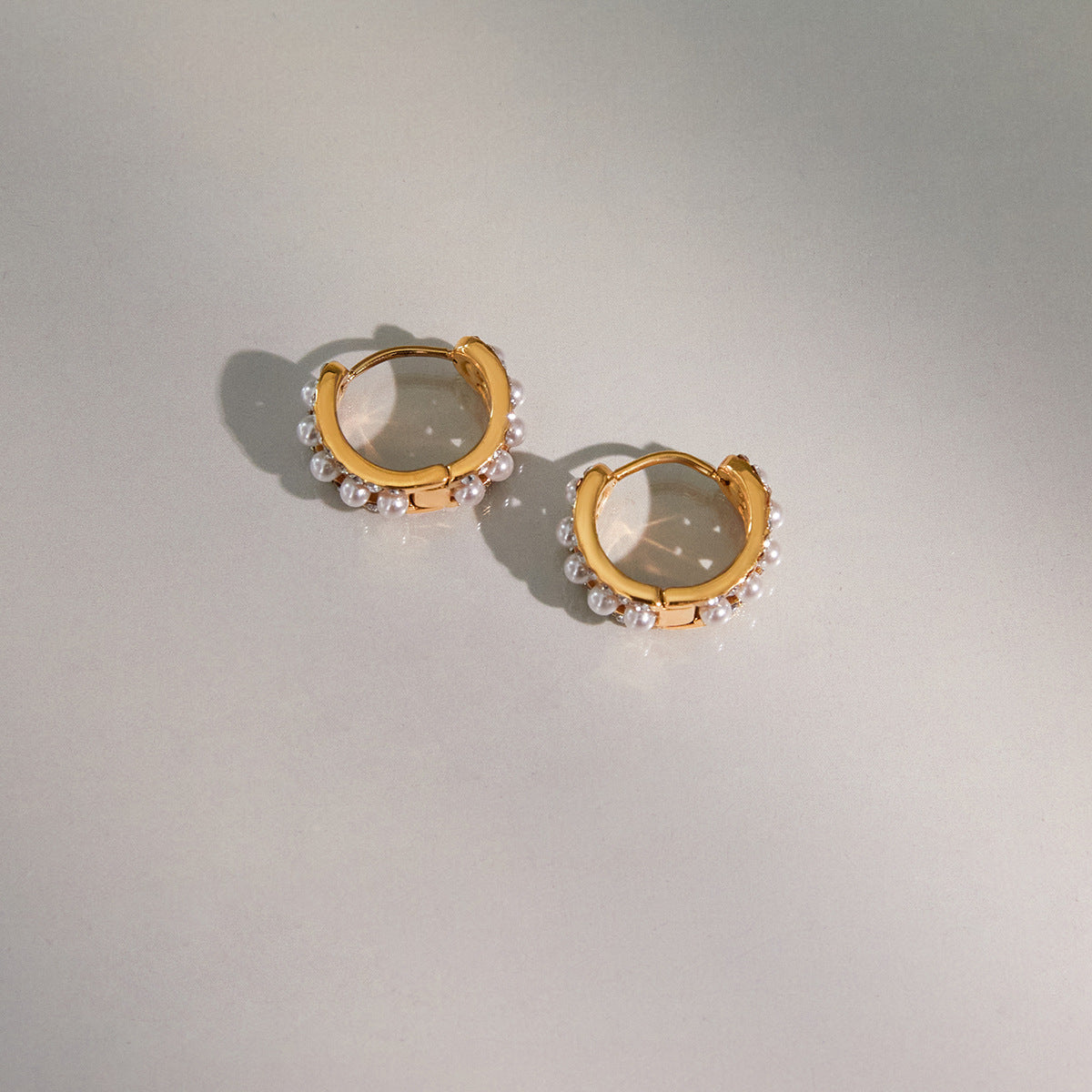 Titanium Steel Pearl Hoop Earrings