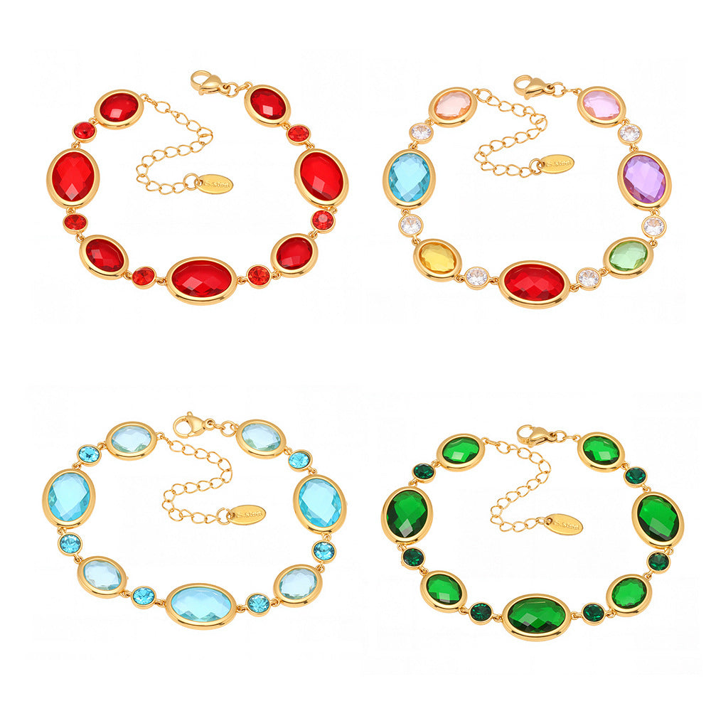 Oval Faceted Glass Bracelet