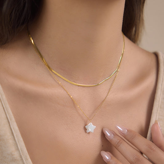 Minimalist Star & Freshwater Pearl Necklace