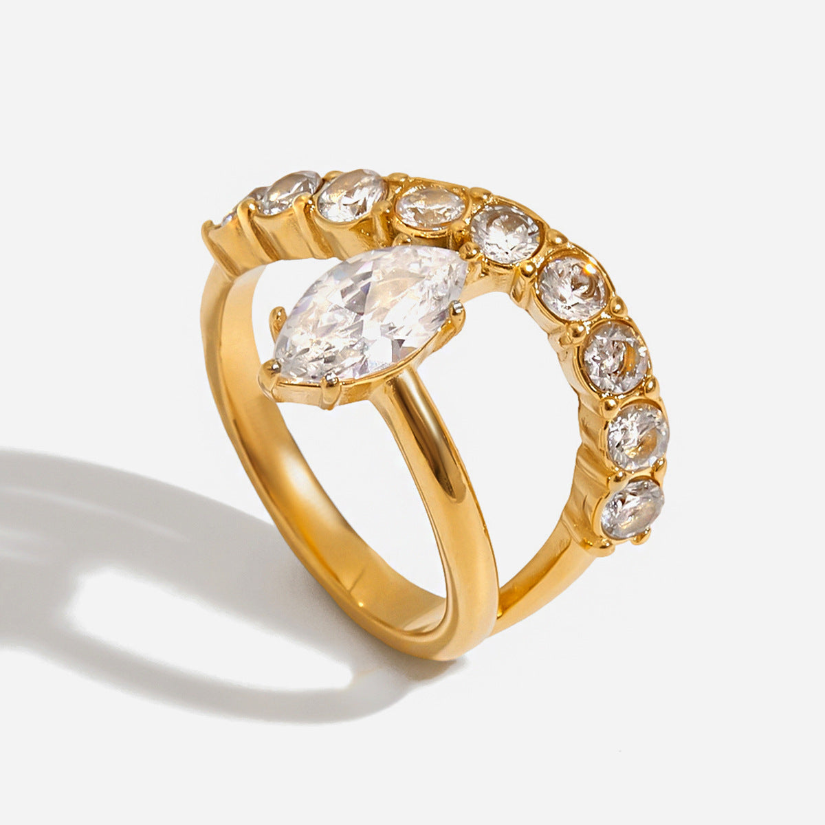 Marquise & Zircon Double Layer Ring