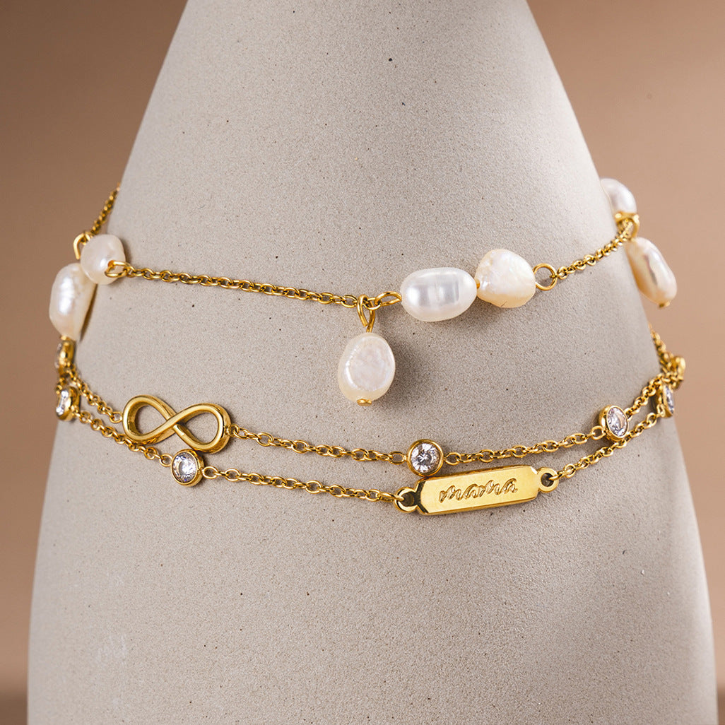 Minimalist Pearl Charm Bracelet