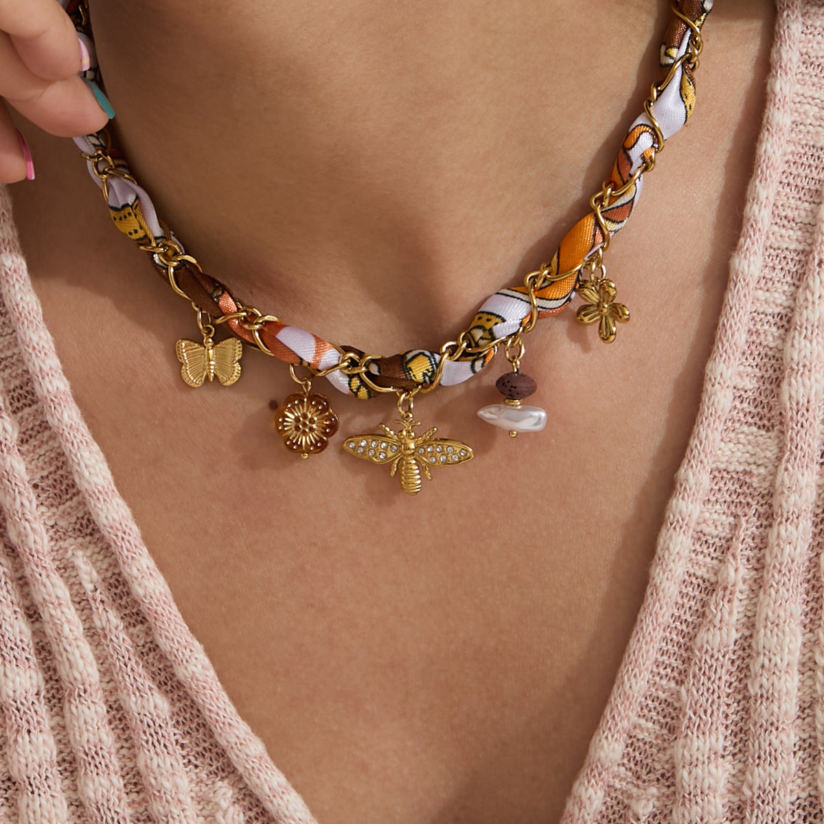 Minimalist Bee & Butterfly Nature Necklace