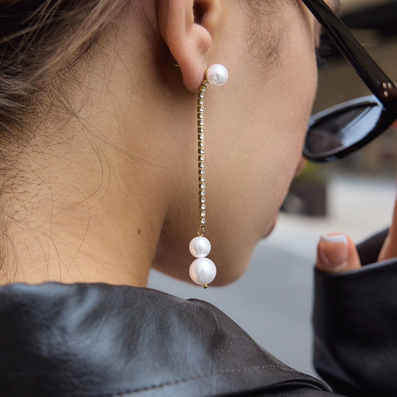 Minimalist Long Pearl Earrings