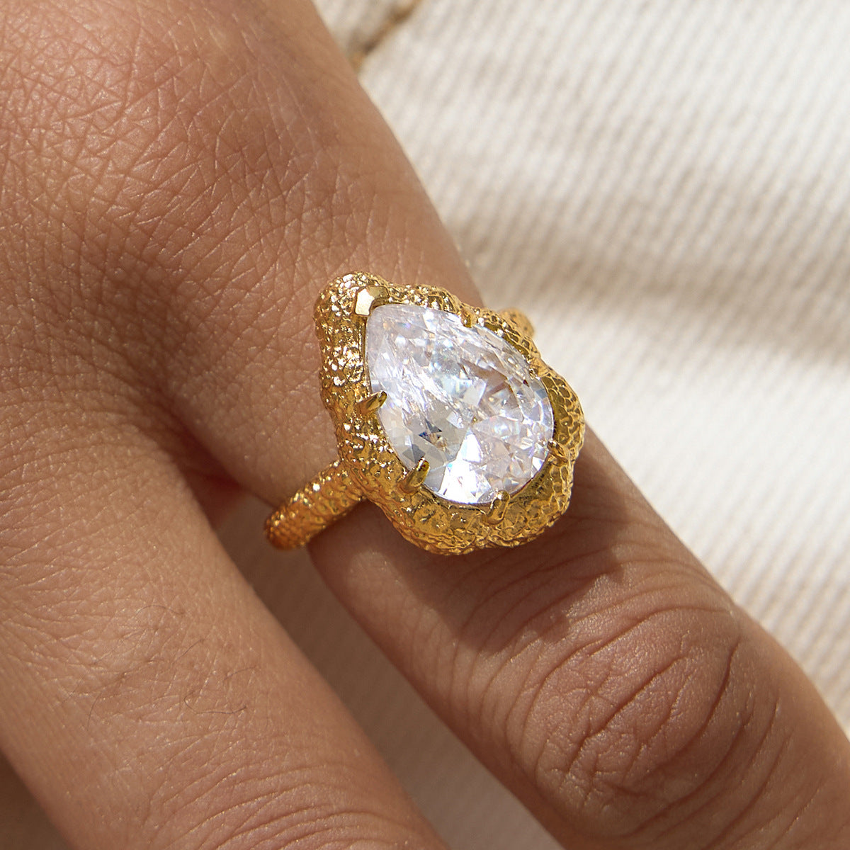 Waterproof Sand Gold Ring