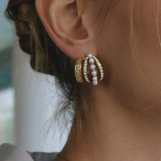 Minimalist Pearl Hoop Earrings