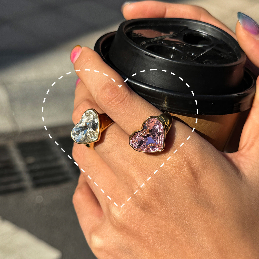 Stainless steel 18k gold-plated heart ring