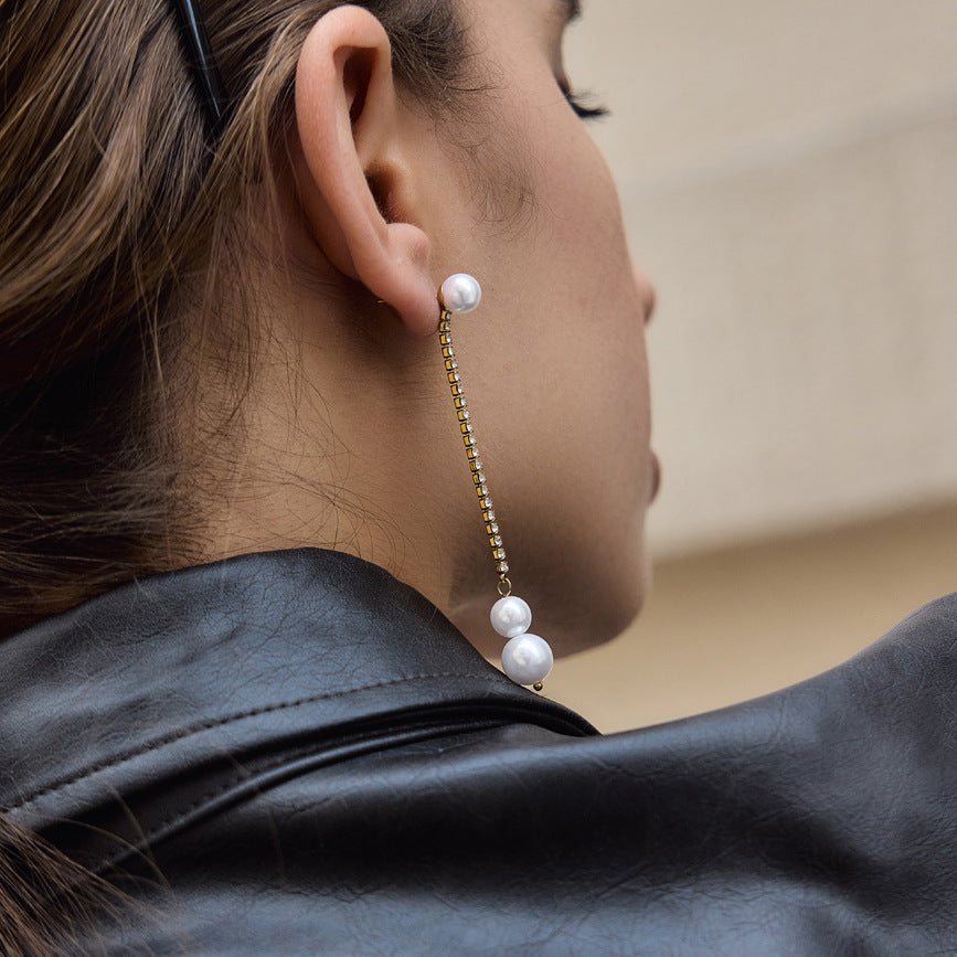 Minimalist Long Pearl Earrings