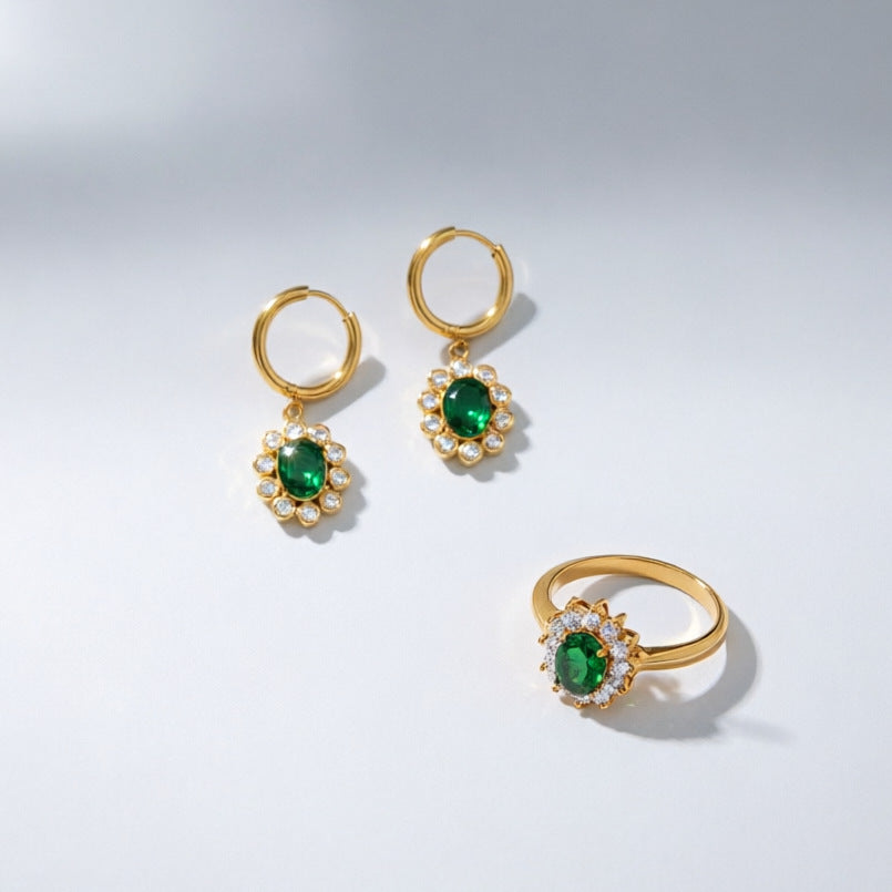 Minimalist Green Flower Earrings