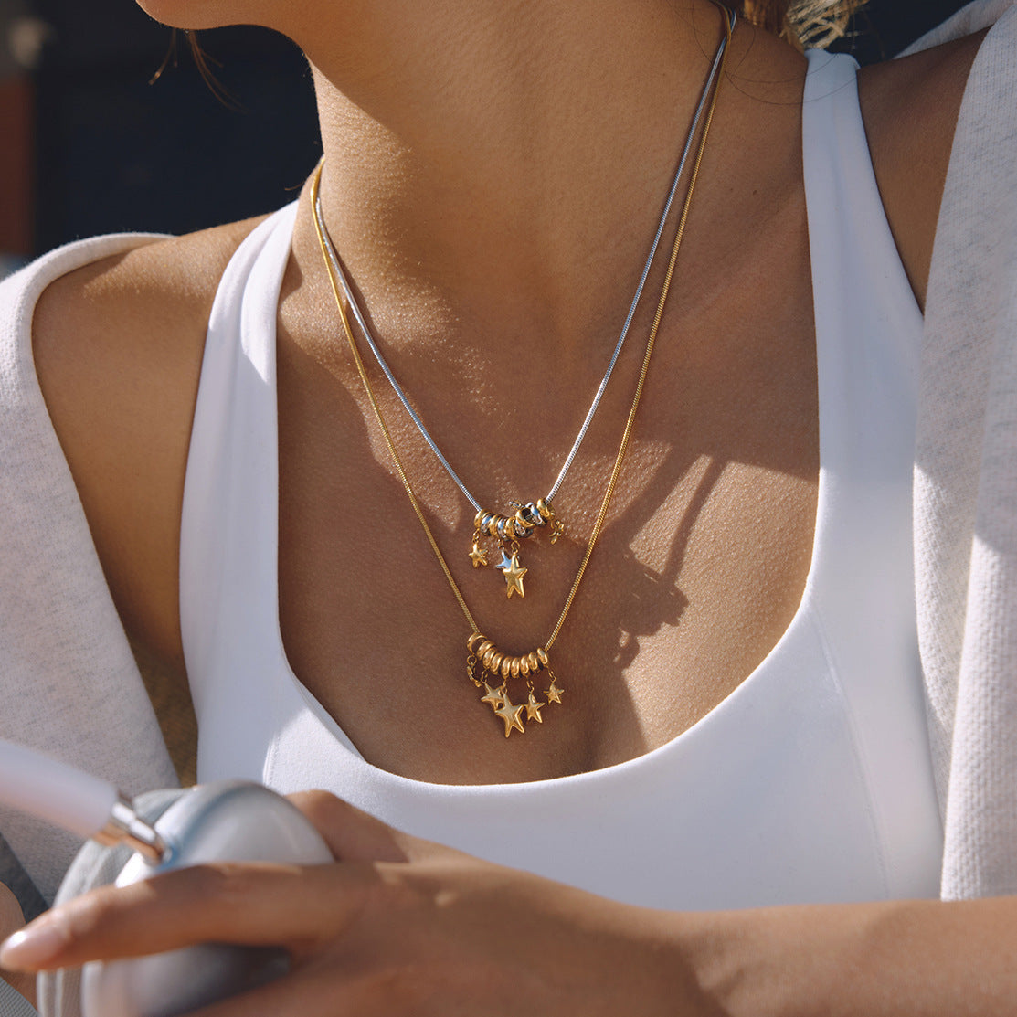 Minimalist Mixed Metal Star Pendant