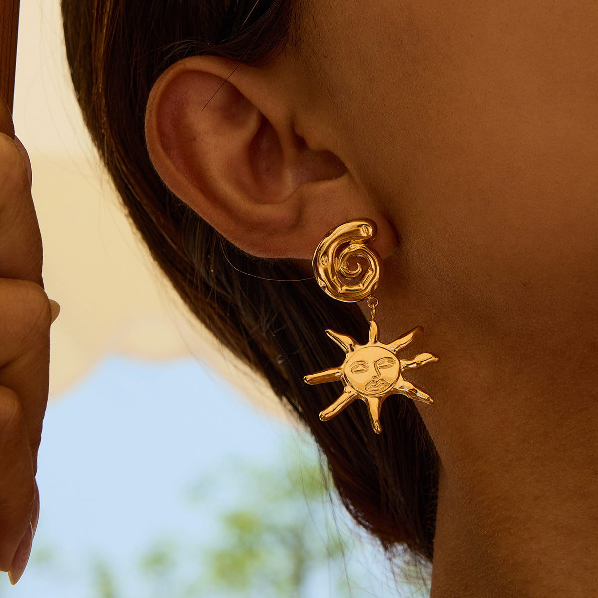 Stainless steel 18k gold-plated earrings