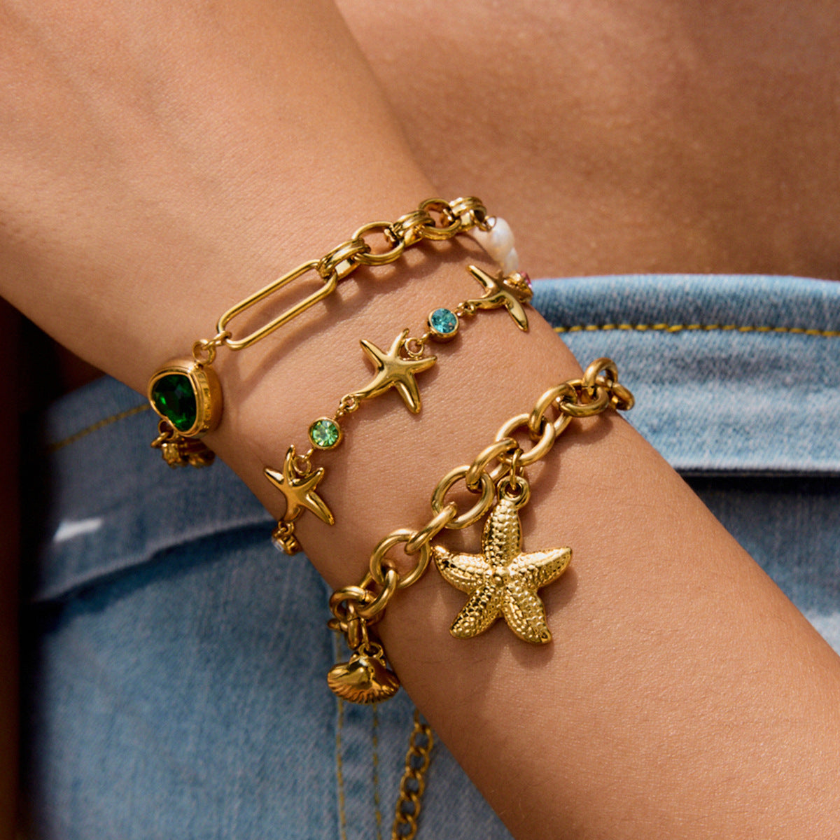 Stainless steel 18k gold-plated bracelet