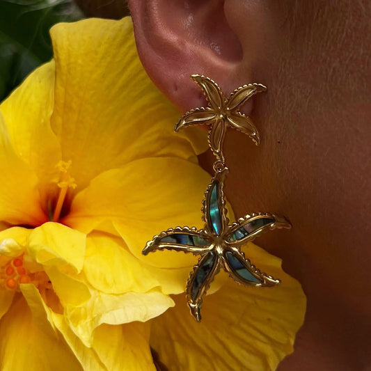 Stainless steel oil-dripping starfish stud earrings