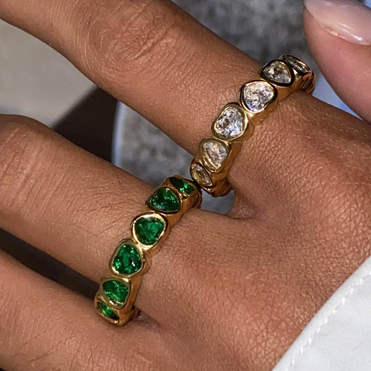 Stainless steel 18k gold-plated heart ring