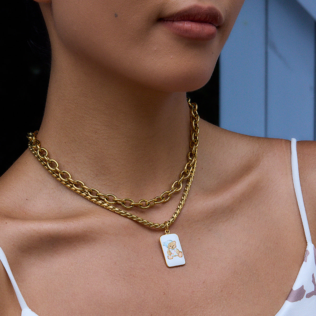 Minimalist Enamel Bear Pendant