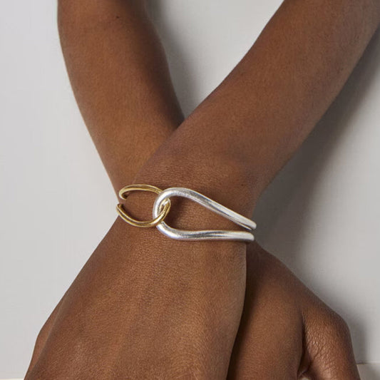 Stainless steel 18k gold-plated open-ended bracelet