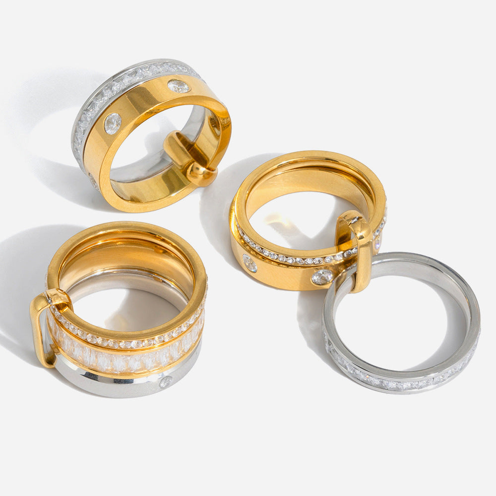 Color Block Zircon Stackable Rings