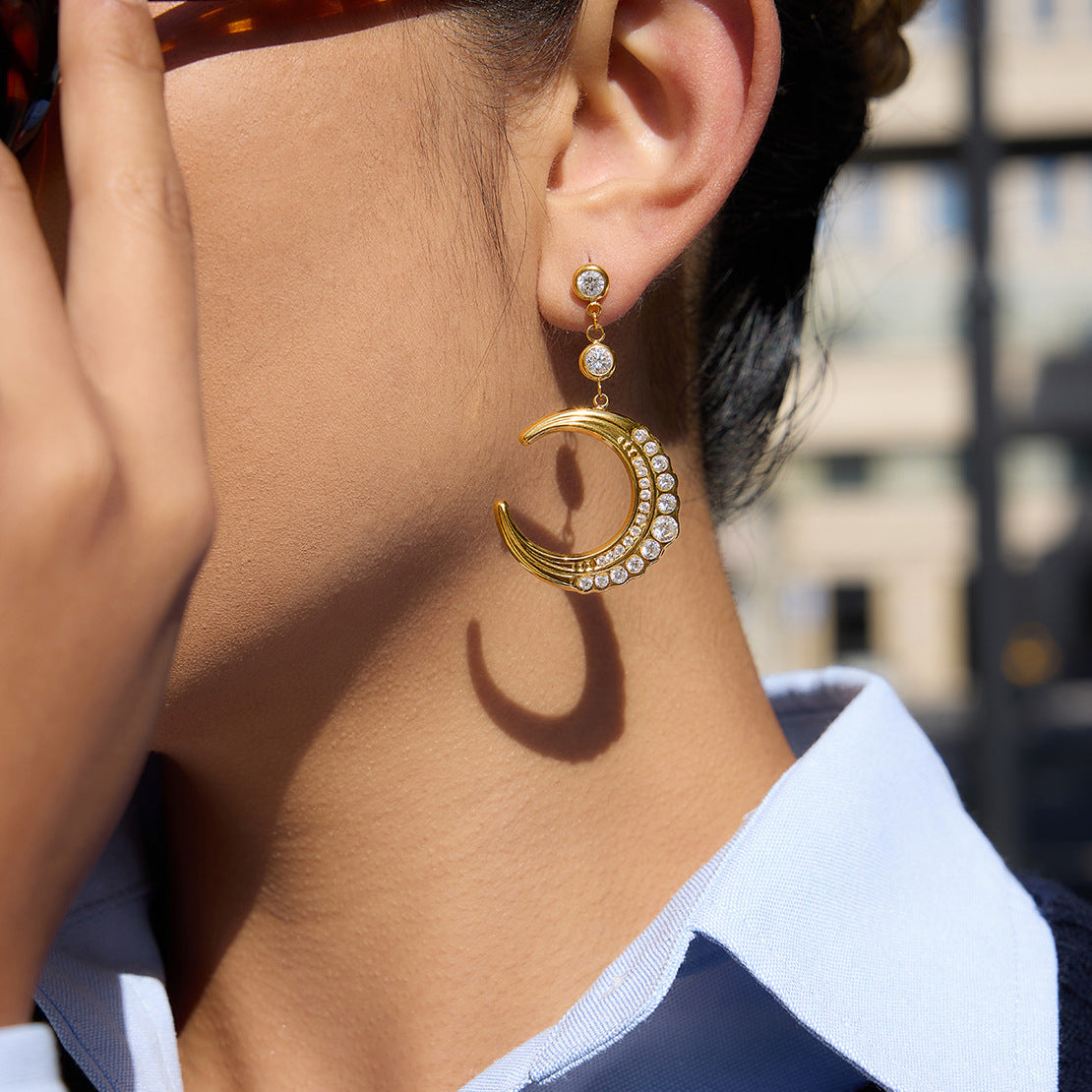 Moon Pendant Earrings
