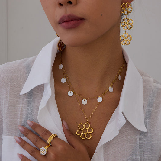 Flower Pendant Earrings