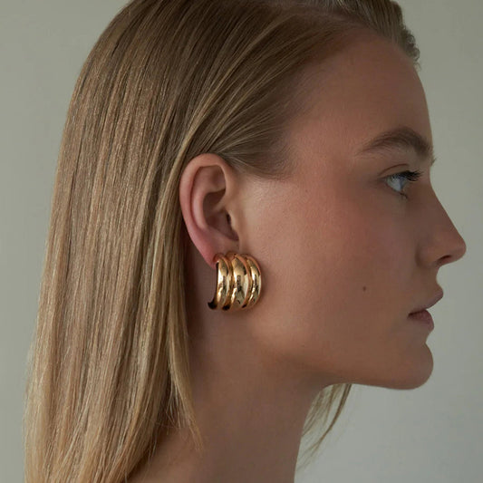 Stainless steel 18k gold-plated earrings
