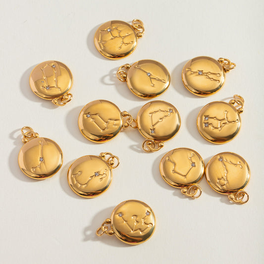 Stainless Steel 18k gold-plated Constellation Jewelry Accessories DIY Pendant