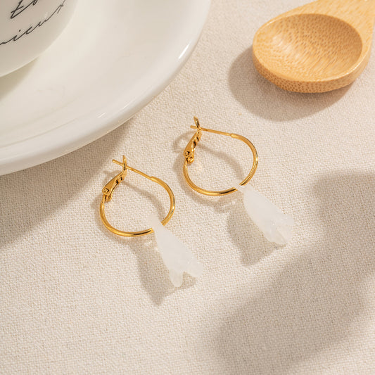 Stainless steel 18k gold-plated magnolia earrings