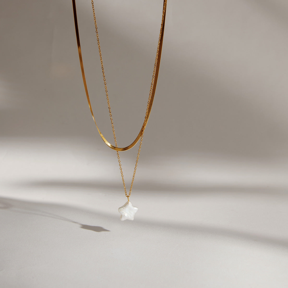 Minimalist Star & Freshwater Pearl Necklace
