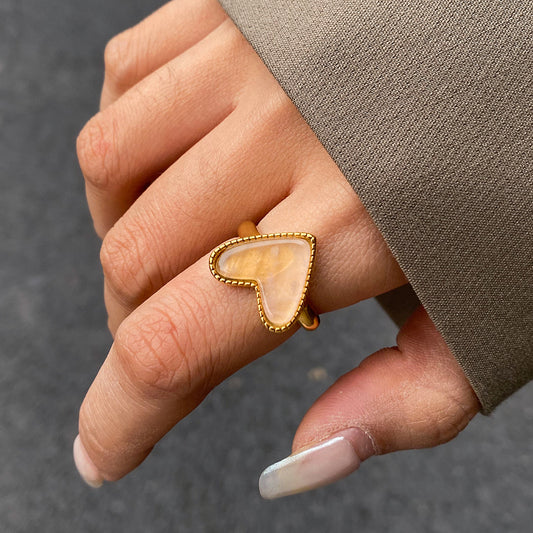 Stainless steel 18k gold-plated heart ring