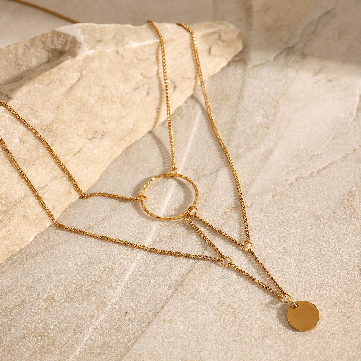 Stainless steel 18k gold-plated multi-layered choker necklace