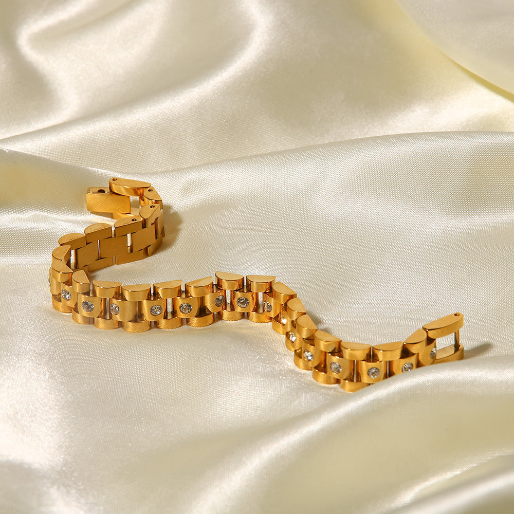 Round White Rhinestone Watch Strap