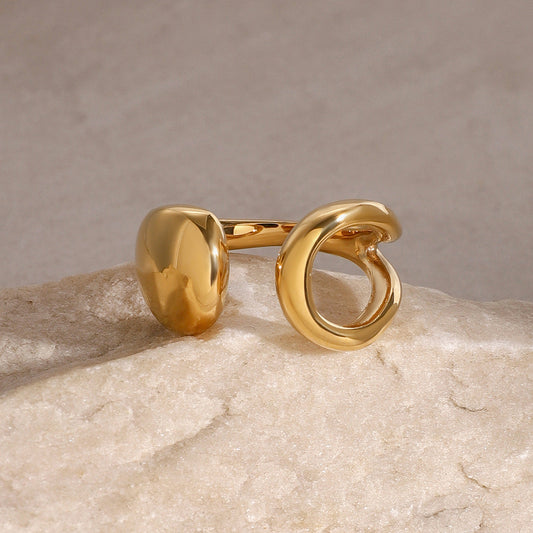 Stainless steel 18k gold-plated open irregular ring