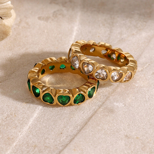 Stainless steel 18k gold-plated heart ring