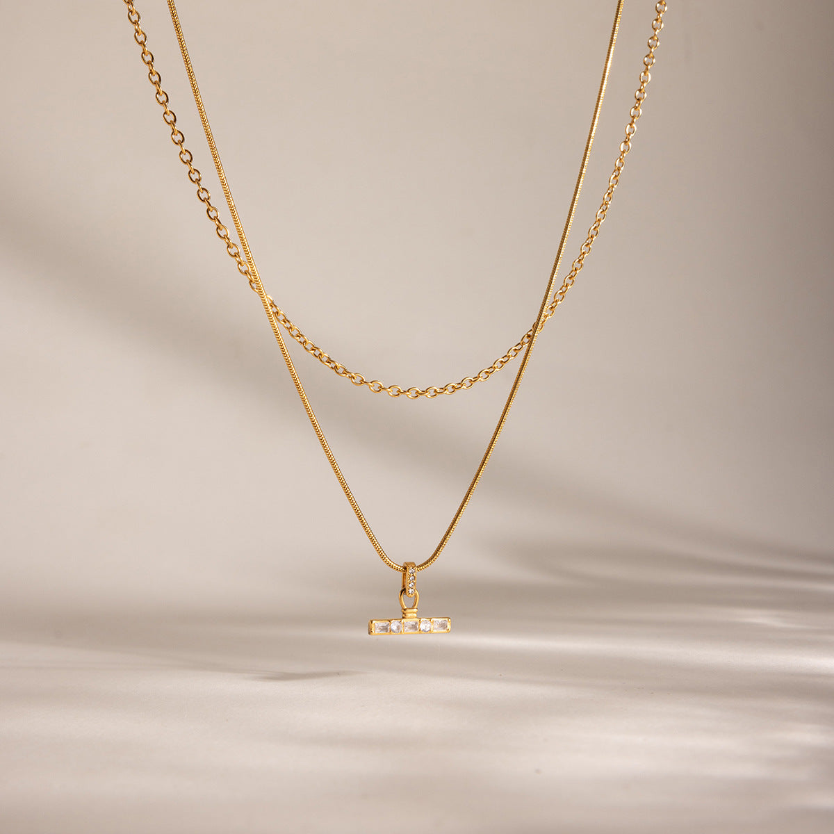 T-Bar Choker, Pre-Layered Crystal Necklace