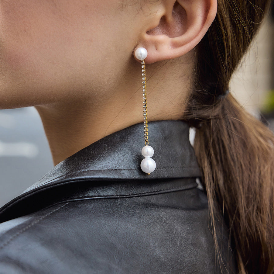 Minimalist Long Pearl Earrings
