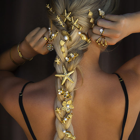 Stainless steel 18k gold-plated hair clips