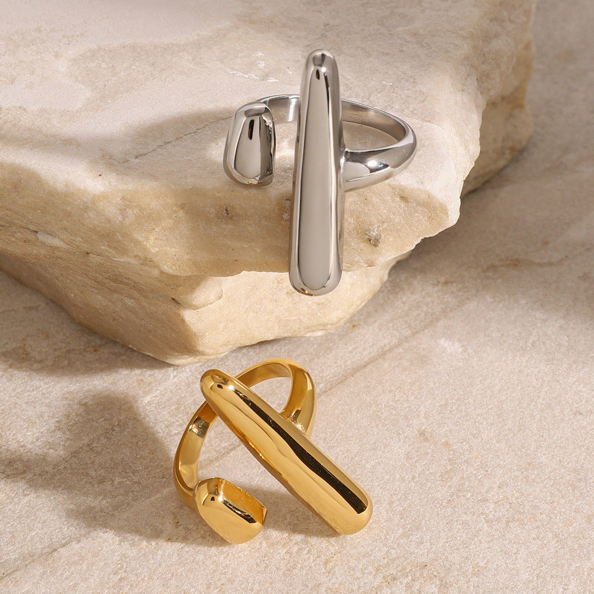 Stainless steel 18k gold-plated ring