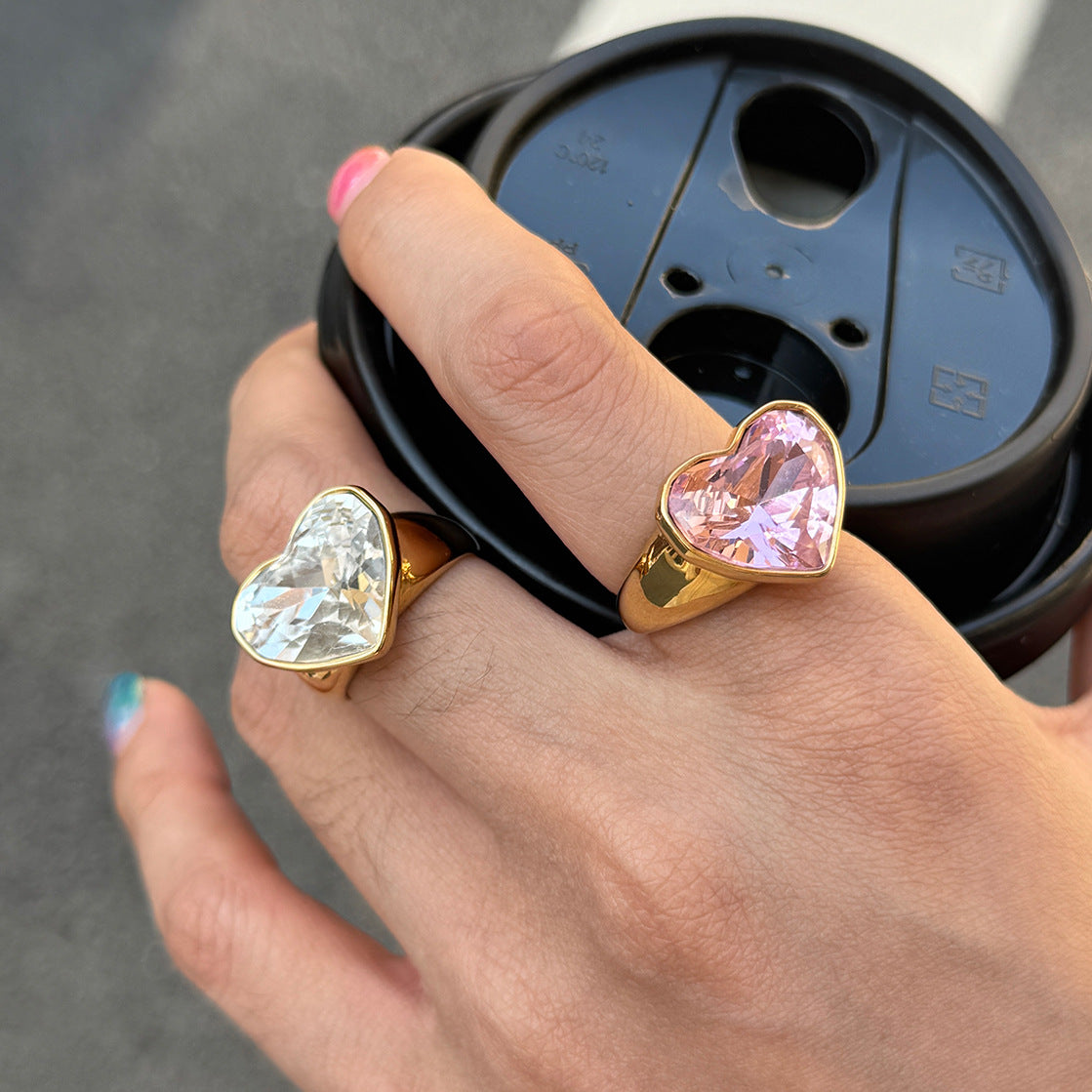 Stainless steel 18k gold-plated heart ring