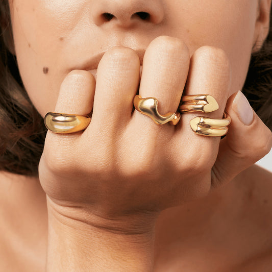 Stainless steel 18k gold-plated heart ring