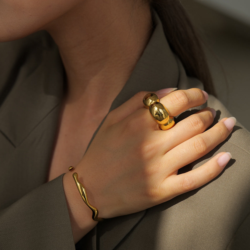 Stainless steel 18k gold-plated ring