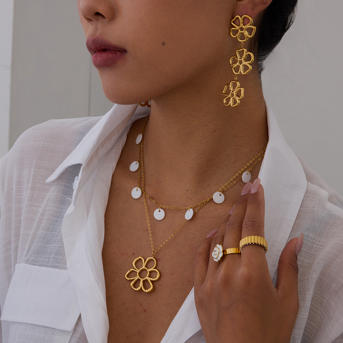 Flower Pendant Earrings